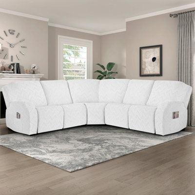 Wald 5-Pieces Oversized Recliner Couch Covers With Pockets For Reclining L Shape Sofa