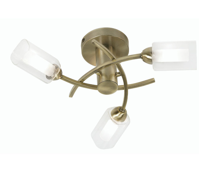 Glass Semi Flush Mount, Antique Brass