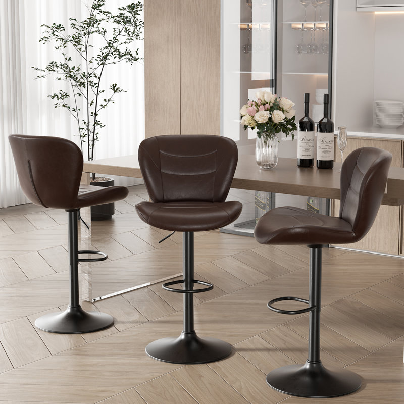 Adjustable Height Counter Stool with Metal Frame, Coffee, 6