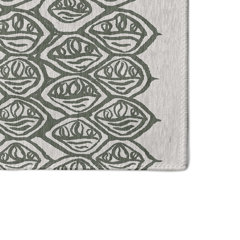 Tapis à motif géométrique vert, Rectangle 2 pi x 3 pi