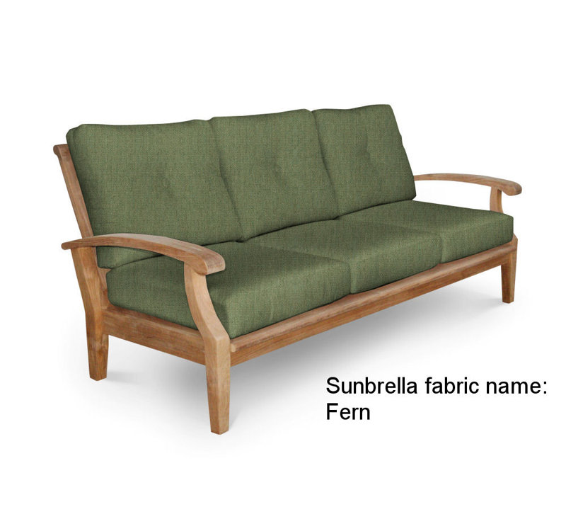 Lowery 82'' Wide Teak Patio Sofa with Sunbrella® Cushions, Spa