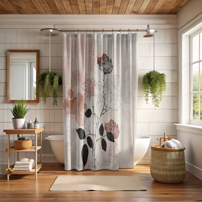 Elegant Rose Motifs - 1 Piece Standard Shower Curtain