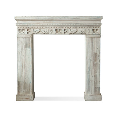 Beige Solid Wood Freestanding Fireplace