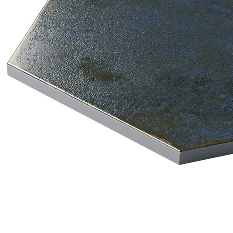 Kalay 9" Hexagon Polished Porcelain Tile, Blue