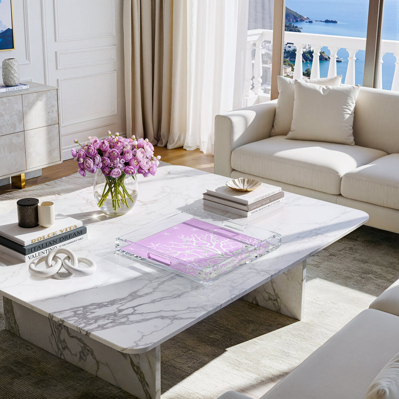 Coral Reef Acrylic Square Decorative Tray, Lilac, 15"W x 15"D x 2"H