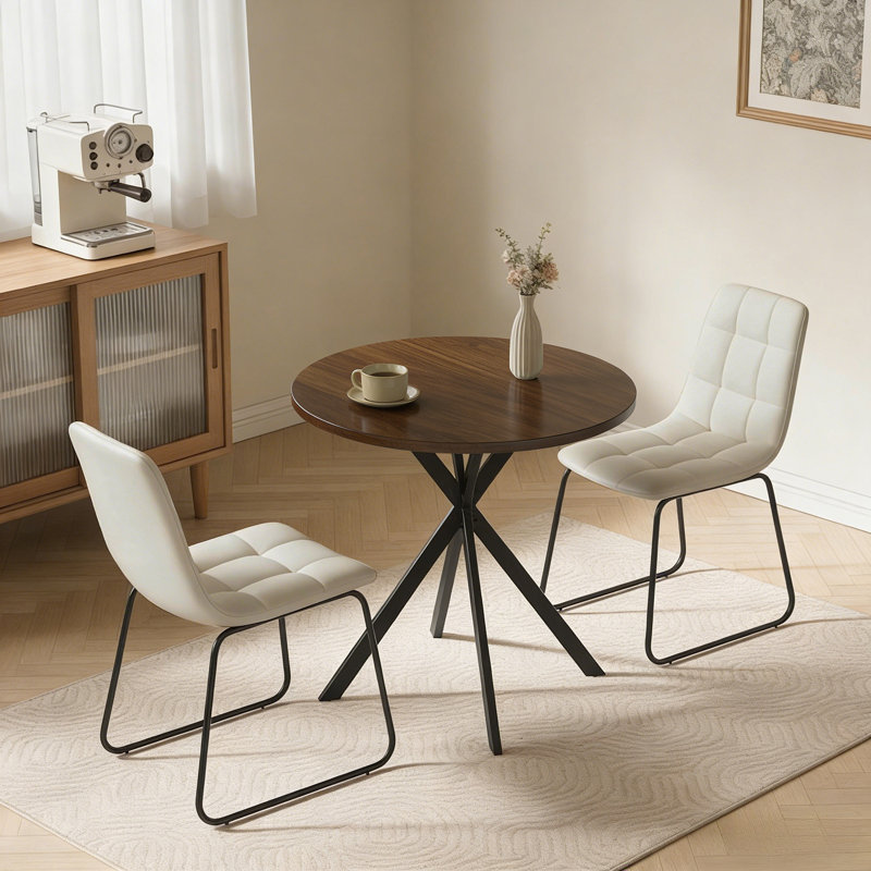 Ensemble de table de salle à manger 31,6 po, 3 petites tables de cuisine et chaises pour 2 personnes, peu encombrantes, Beige