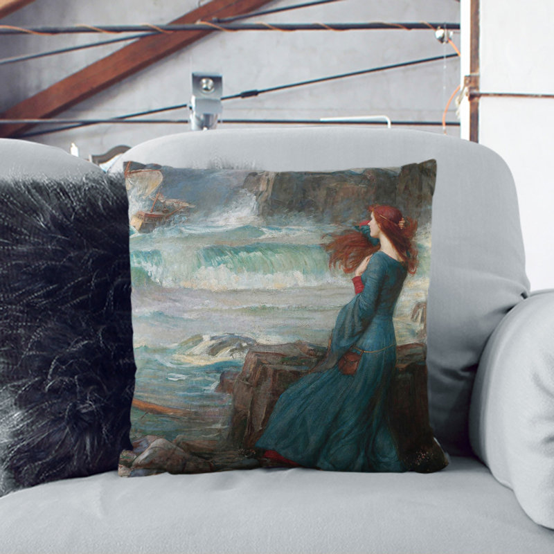 Miranda The Tempest Square Throw Cushion, White, 55cm H x 55cm W x 20cm D