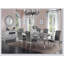Chaises de salle à manger luxueuses en similicuir gris, argent antique, ensemble de 2