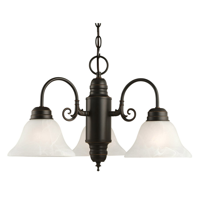 Lustre classique / traditionnel à 3 lumières Guildford, Bronze frotté à l'huile