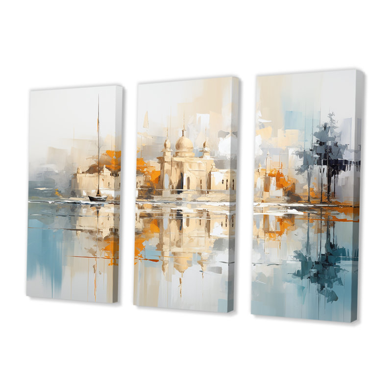Ensemble d'art mural Plympton - City Buildings, Toile tendue, H 40 po x l 60 po x P 1 po