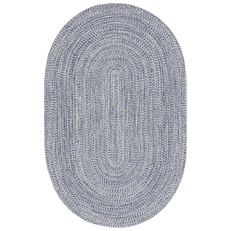 Trombetta Stain Resistant Indoor / Outdoor Area Rug , Oval 9' x 12', Dark Blue/Ivory
