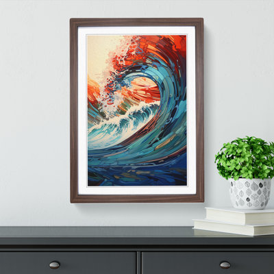 Wave Modern Hard Edge Painting Art - Framed Print