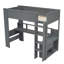 Lit mezzanine en bois gris foncé avec bureau, DEL et chargement multifonctionnel pour économiser de l'espace-1314162768
