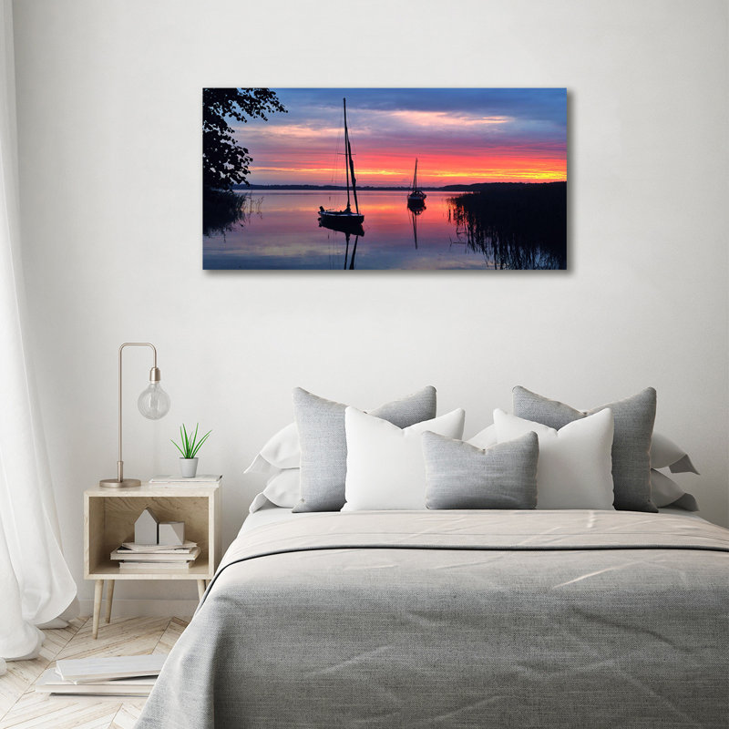 Sailboats At Sunset - No Frame Print on Canvas