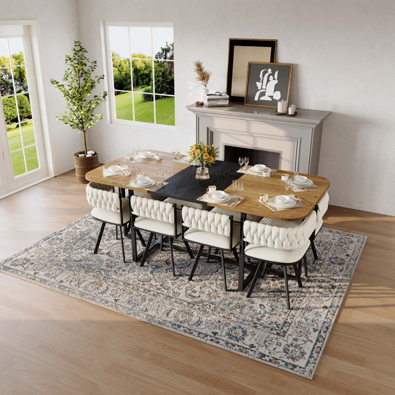 Ensemble de table de salle à manger 9PCS, Beige