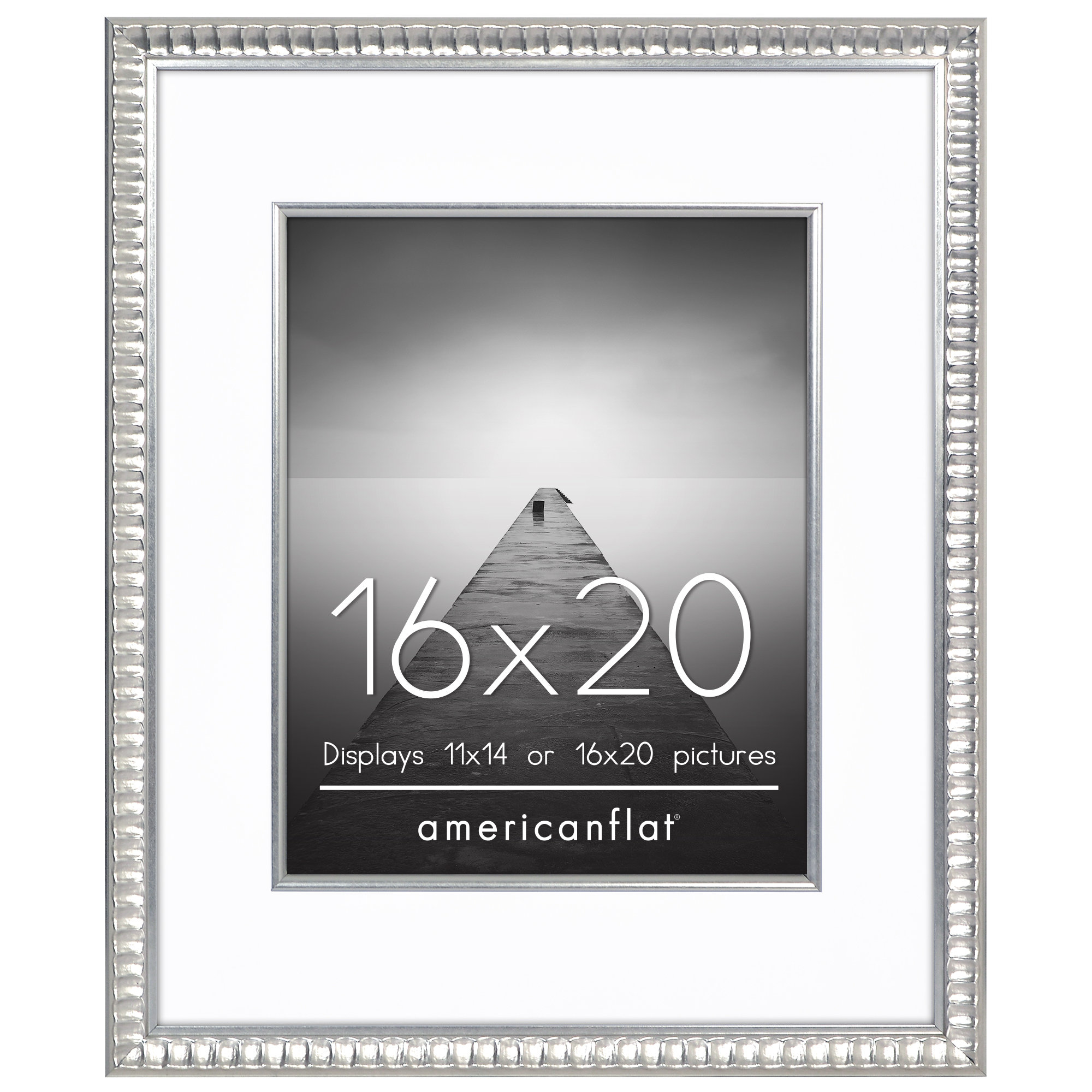 Americanflat Silver Picture Frame With Decorative Inner Mat Accent - Shatter Resistant Glass And Easel Stand & Reviews | Wayfair