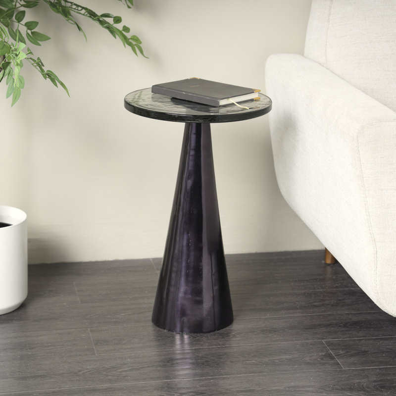 Sherborn Glass Top End Table, 21.65" H x 13.75" W x 13.8" D, Black