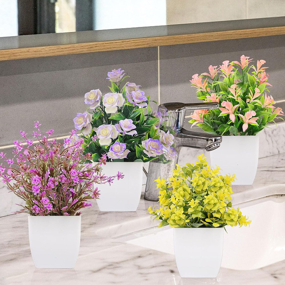 Ophelia & Co. 6 Packs Fake Plants Mini Artificial Potted Flowers ...
