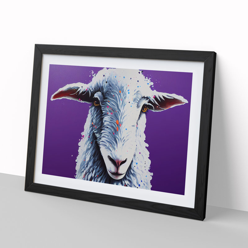 Colourful Sheep Vol.2 - Single Picture Frame Print, Black Framed, 25cm H x 34cm W x 2cm D