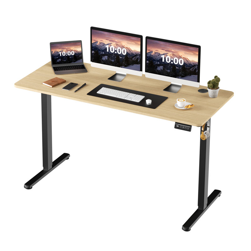 Bureau debout réglable électrique Oishee, H 46,5 po x l 55 po x P 24 po, Jaune / Blanc