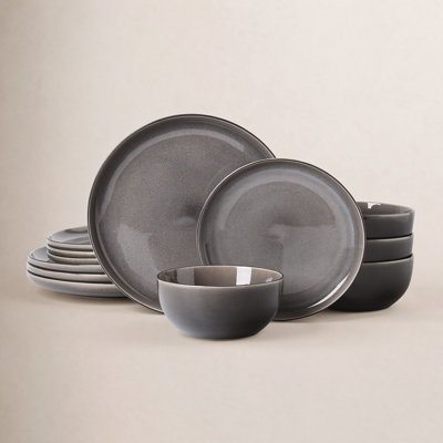 ALOFMO 12 Piece Stoneware Dinnerware Sets, Service For 4
