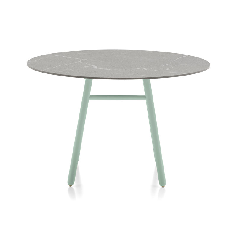 Yo! Table ronde d'extérieur avec pieds en aluminium, Vert thym mat