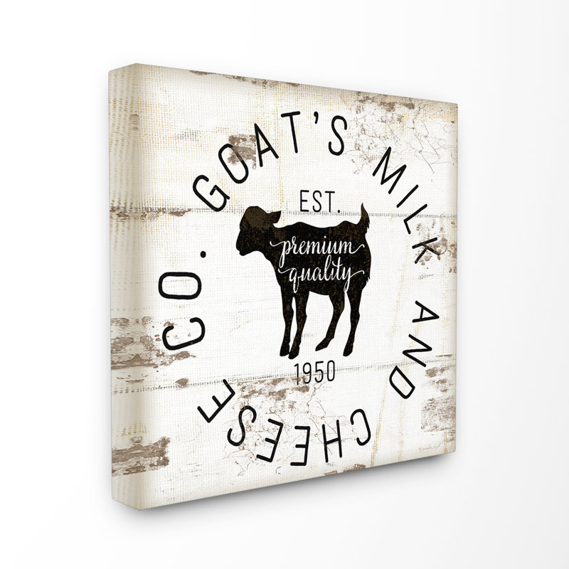 «Goat Milk and Cheese Co Vintage Sign», art mural, Toile tendue, H 17 po x l 17 po x P 1,5 po