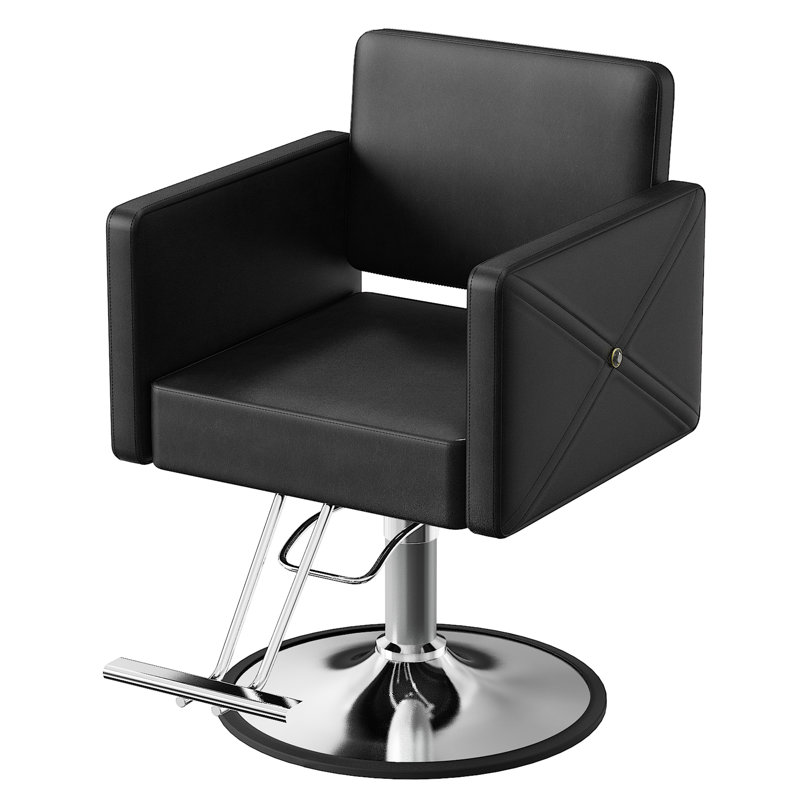  Hydraulic Salon Chair for Hair Stylist, PU Leather Styling Chair with 360° Rotation, Adjustable Height, Pink