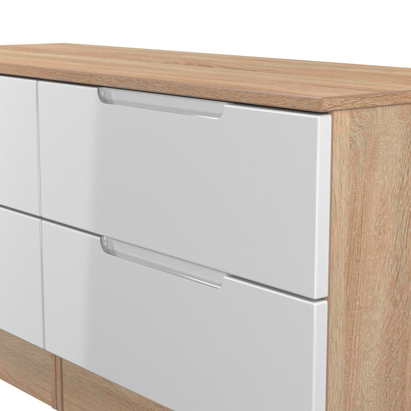 110 cm W Chest of 4 Drawers, White/Oak