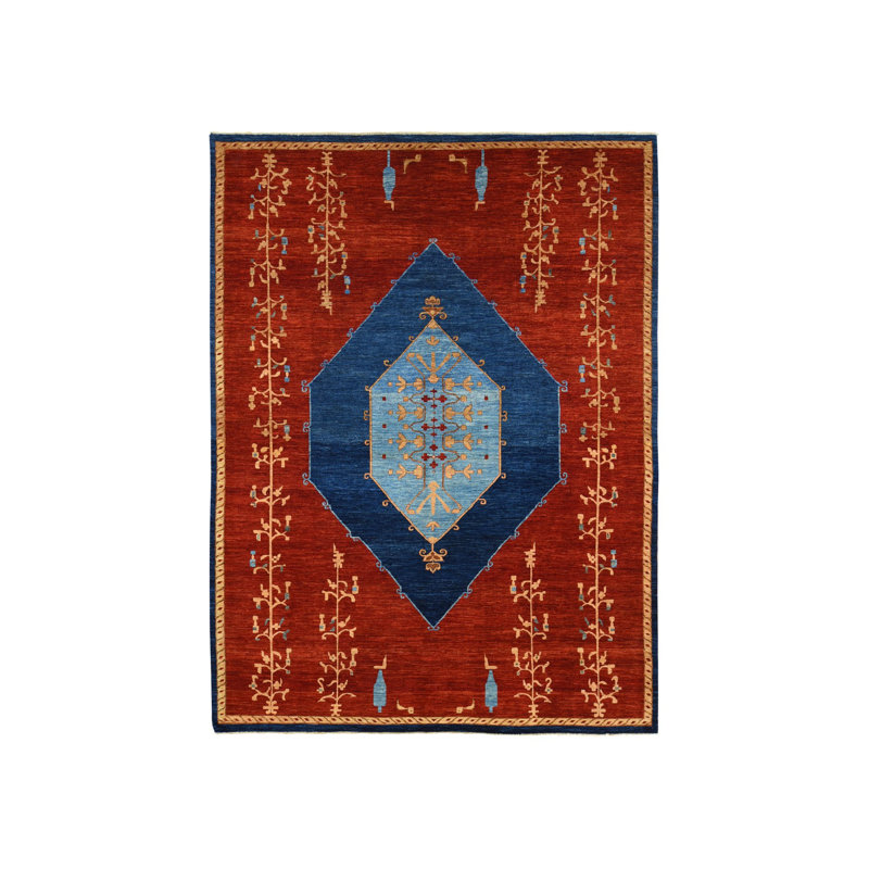 Tapis rouge en laine noué à la main 10 pi 3 po x 14 pi avec teinture naturelle 1 CFB03E988684CBF8F16DCF43088C2F0