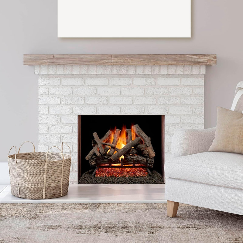Bluegrass Living Vented Natural Gas or Propane Fireplace Log Set With Remote Control Kit  - 24 in. Rustic Oak, 55,000 BTU - Model# BVL24-3-RO