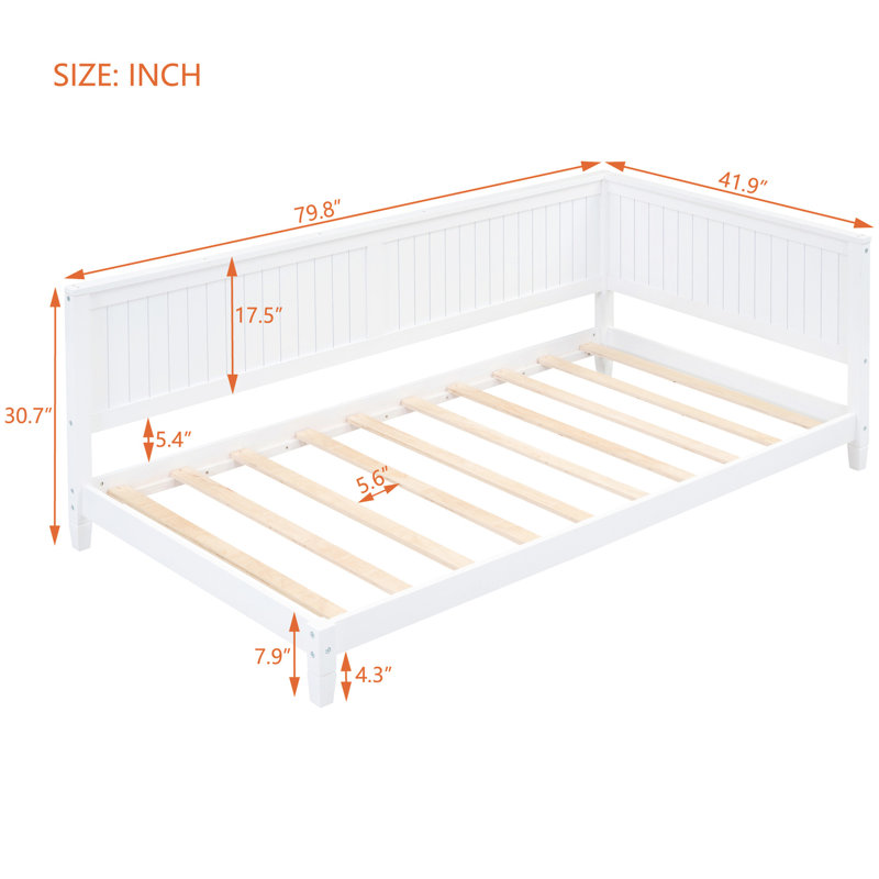 Lit de jour blanc simple / construction moderne de style Mid-Century classique et accoudoir en bois massif de style conversion pour plus de confort