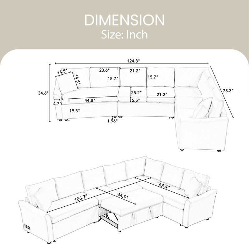 Canapé modulaire Rowann, Chenille beige