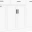 Buffet de rangement multifonctionnel avec étagère à épices à 3 niveaux, poubelle cachée et armoire à porte coulissante. Conception à deux tons pour le rangement des canettes de la salle à manger de la cuisine, beaucoup d'espace-130047954