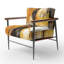 Fauteuil d'appoint rembourré en velours noir et jaune-1343124859