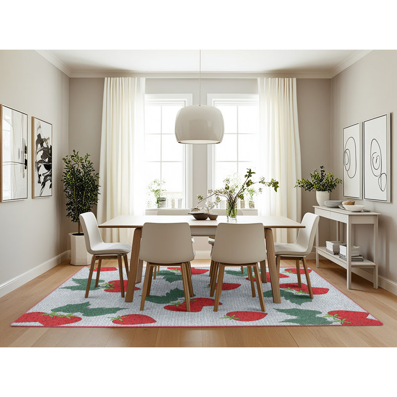 Tapis rouge à motif floral Danniella, Rectangle 7 pi x 10 pi