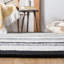 Tapis rayé noir en laine et coton Bardon-86585721
