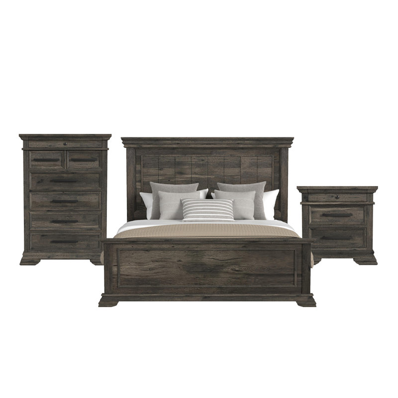 Dree Panel 3PC Bedroom Set In Charcoal, King