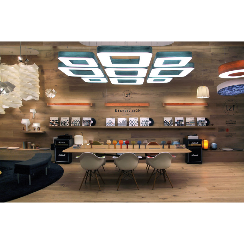 Cuad 8 - Light LED Chandelier, Natural Beech, 2700K LED