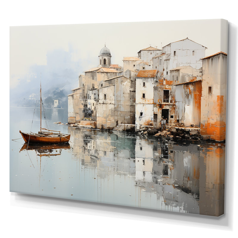 Almarina - Bateau, art mural, salon, Toile tendue, H 30 po x l 40 po x P 1,5 po