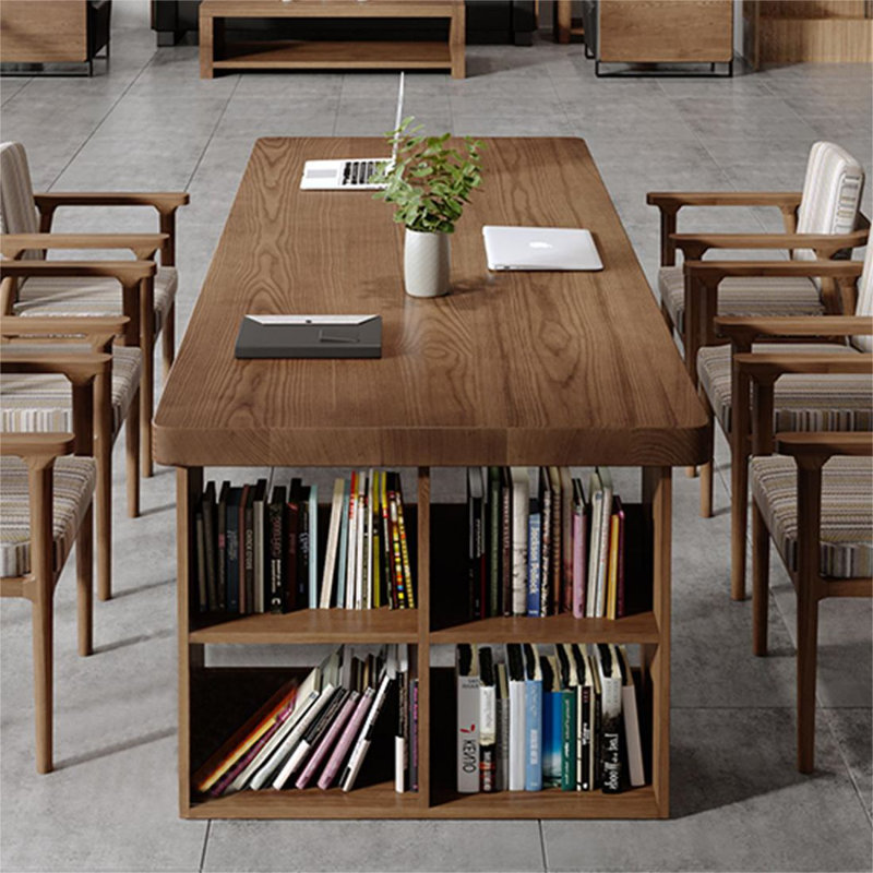 Bureau de direction rectangulaire en bois massif avec tiroirs Walnut, H 29,53 po x l 94,49 po x P 35,43 po, Retour à gauche