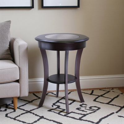Drew Round Accent Table with curved legs in Brown Finish, 26.19'' H X 19.84'' W X 19.84'' D