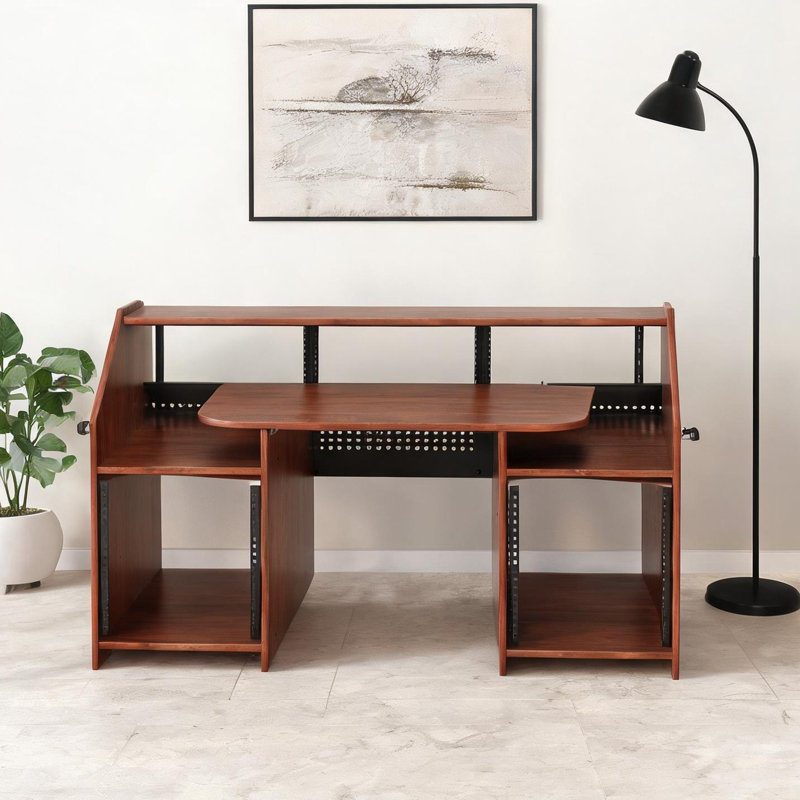 Bureau d'ordinateur rectangulaire avec gestion des câbles, 71 x 26 pouces, Studio d'enregistrement