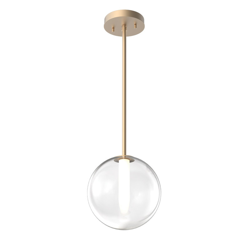 Luminaire sphère suspendu 1 lumières simple Sumner, Transparent, Laiton