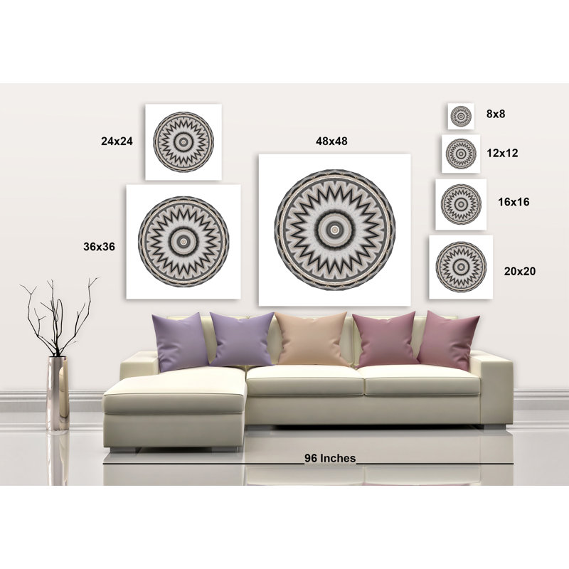 Mandala cercle 168 - peinture sur toile tendue, H 8 po x l 8 po