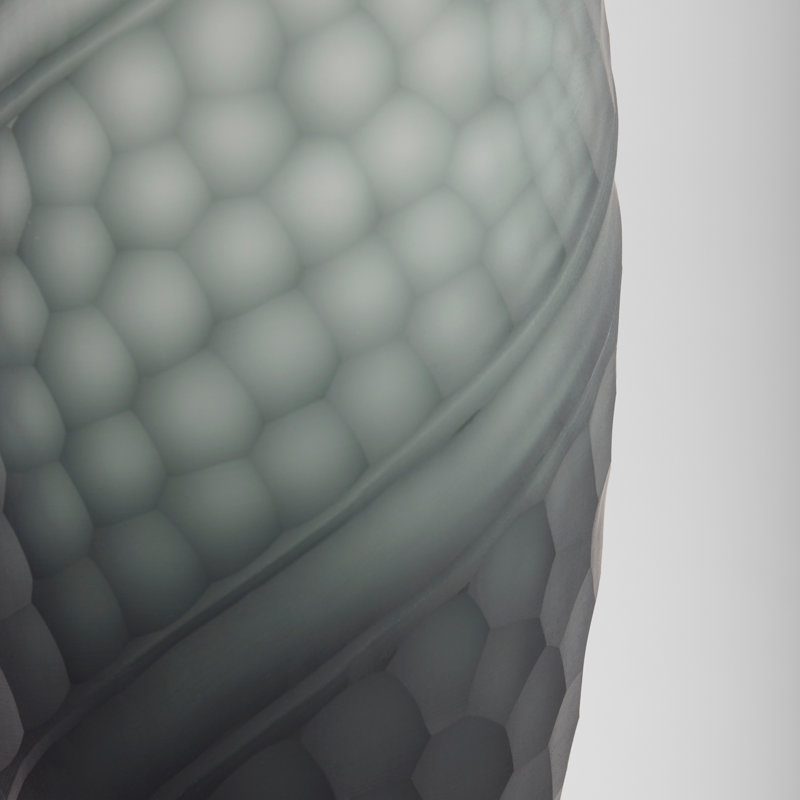 Solano Handmade Glass Table Vase, Gray, 15.25" H x 5" W x 5" D