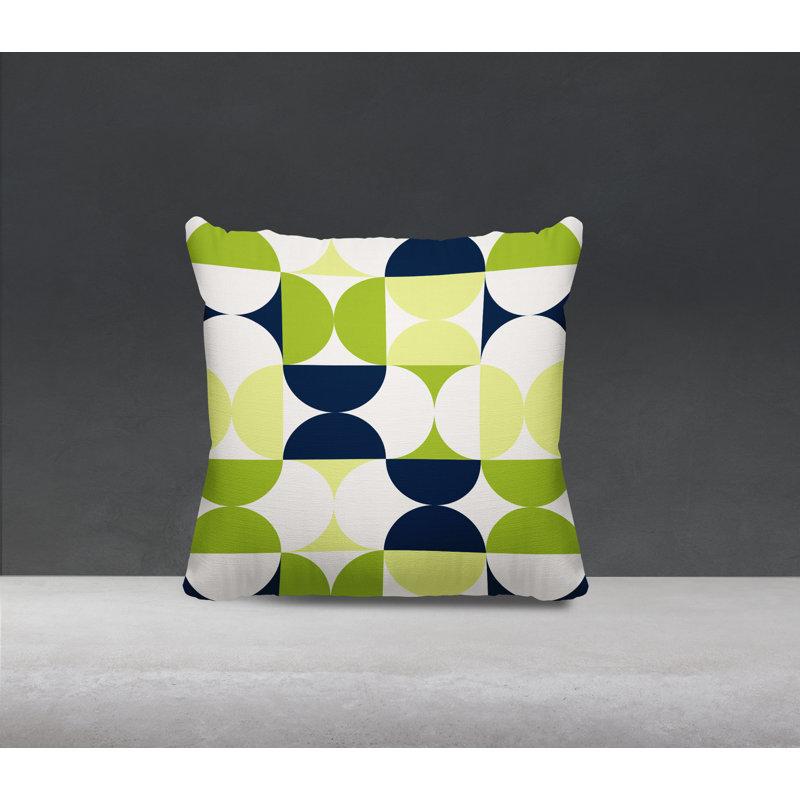 Pitto Griffin Geometric Minimalist Indoor/Outdoor Throw Pillow, 17" x 17", Chartreuse/Navy Blue