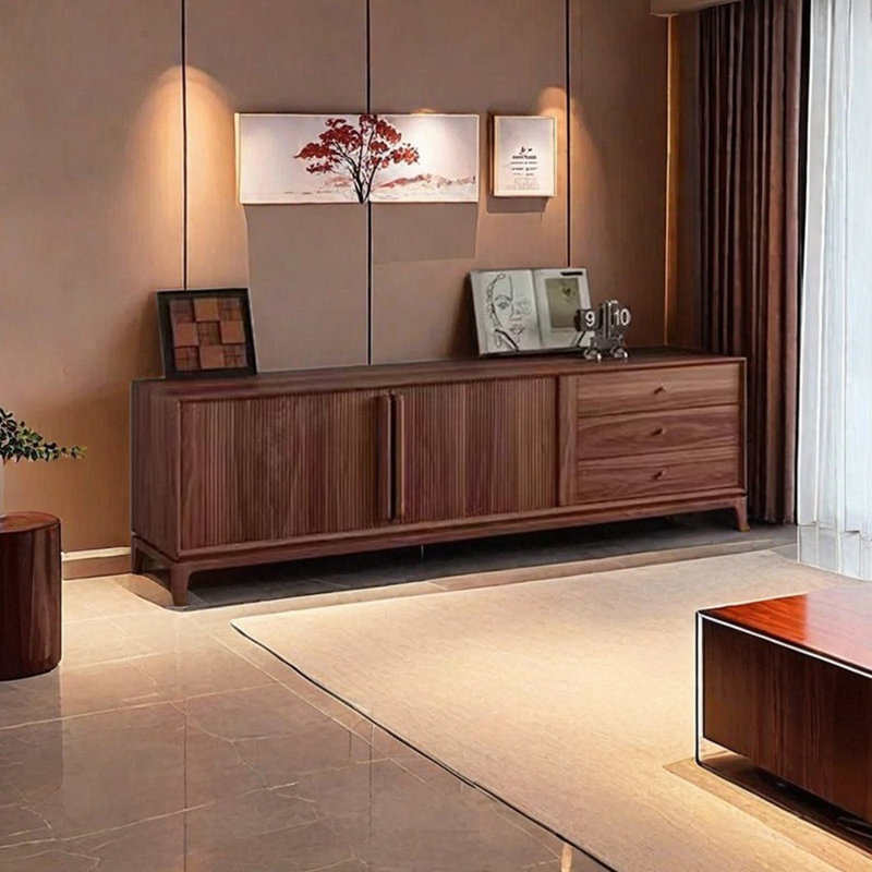 Modern Walnut TV Stand, 70.86"