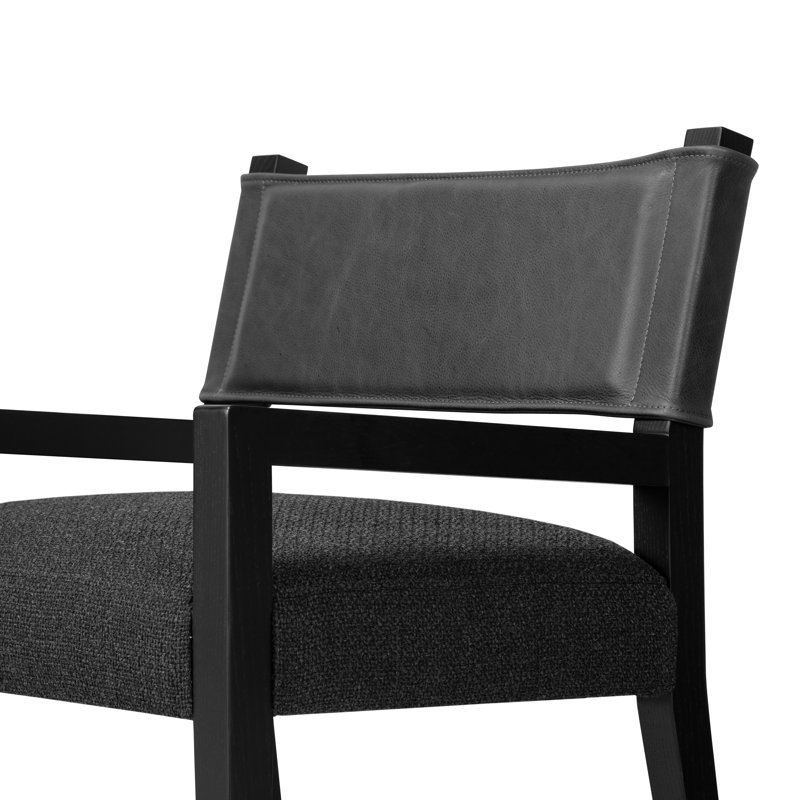 Ferris Dining Armchair, Black Polyester/Polyester Blend, Black Ash