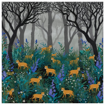 Coussins décoratifs Lions In Misty Forest